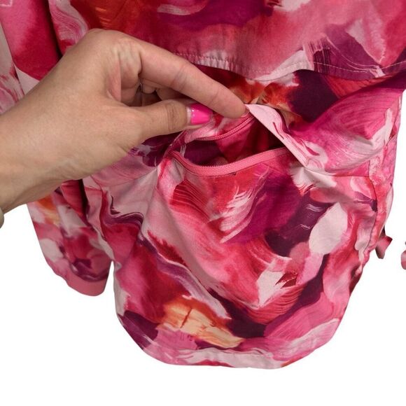 Athleta Run With It Printed Floral Lightweight Jacket Full Zip Pink Size Small - Picture 10 of 12
